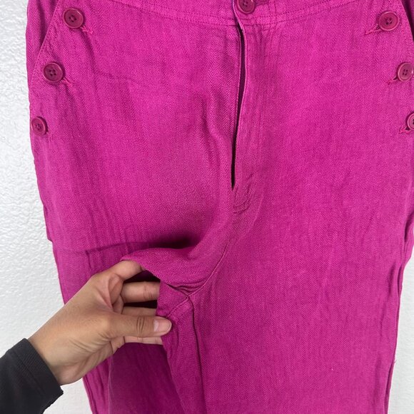 Sundance Oaklee Easy Linen Pants 6 Fuchsia Pink High Rise Straight Leg - Picture 5 of 10
